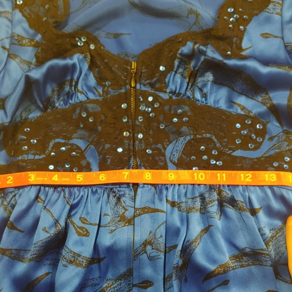 Betsey Johnson Blue and Black Lace-Trim Fit & Flare Pterodactyl Dress - Picture 6 of 9